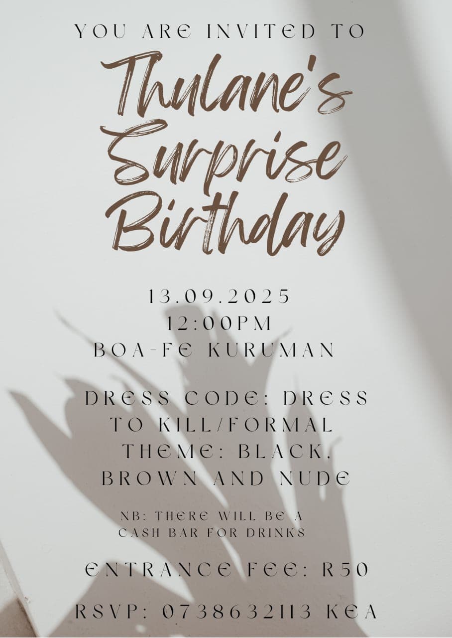Thulane's Surprise Birthday Invite